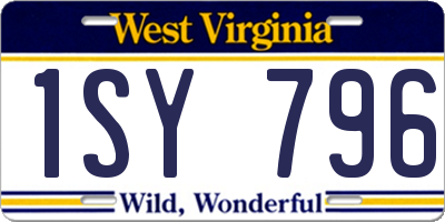 WV license plate 1SY796