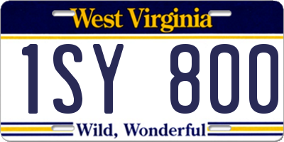 WV license plate 1SY800