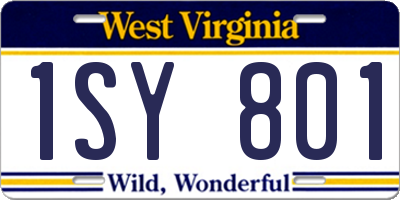 WV license plate 1SY801