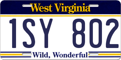 WV license plate 1SY802