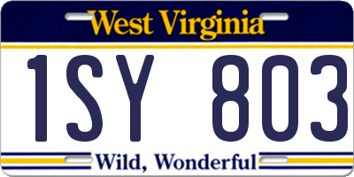 WV license plate 1SY803