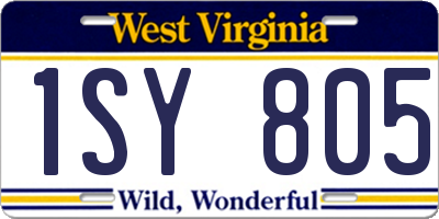 WV license plate 1SY805