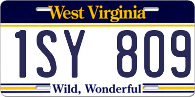 WV license plate 1SY809