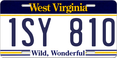 WV license plate 1SY810