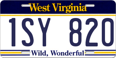 WV license plate 1SY820