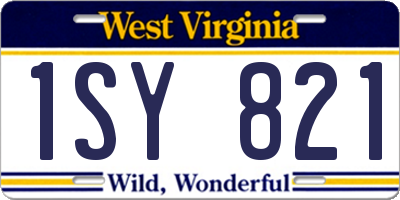 WV license plate 1SY821