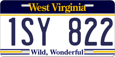 WV license plate 1SY822