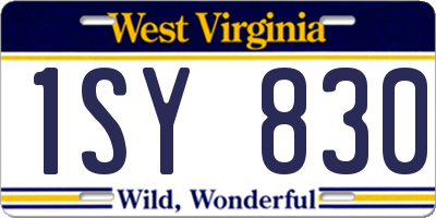 WV license plate 1SY830