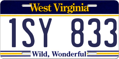 WV license plate 1SY833