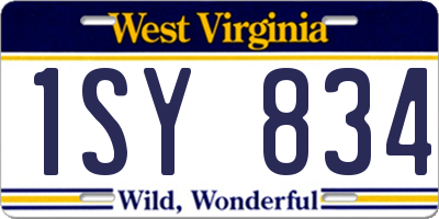 WV license plate 1SY834