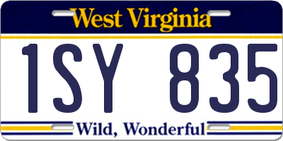 WV license plate 1SY835
