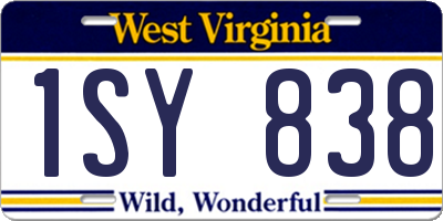 WV license plate 1SY838