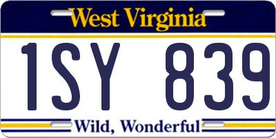 WV license plate 1SY839