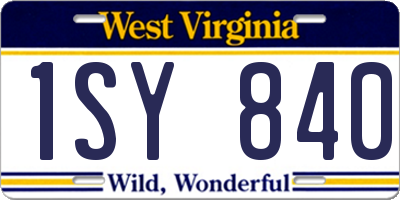 WV license plate 1SY840