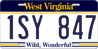 WV license plate 1SY847