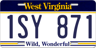 WV license plate 1SY871