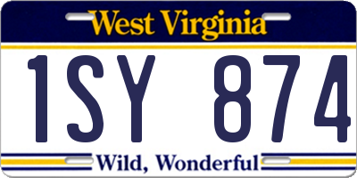 WV license plate 1SY874