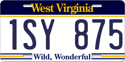 WV license plate 1SY875