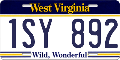 WV license plate 1SY892