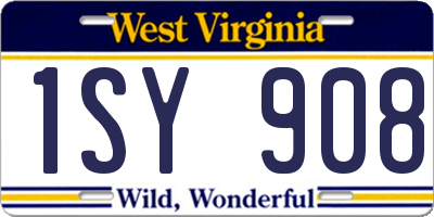 WV license plate 1SY908