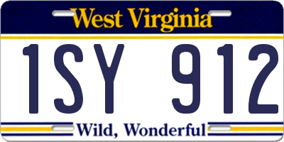 WV license plate 1SY912