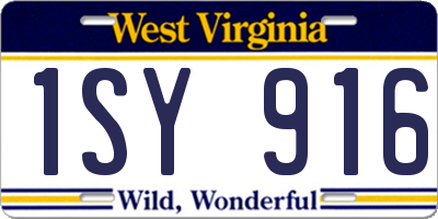 WV license plate 1SY916