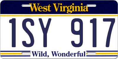 WV license plate 1SY917