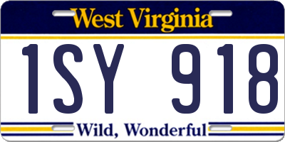 WV license plate 1SY918