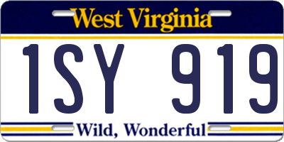 WV license plate 1SY919