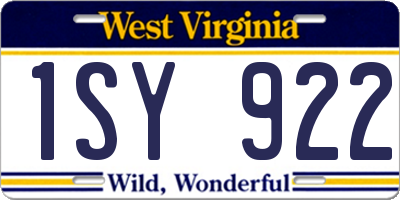 WV license plate 1SY922
