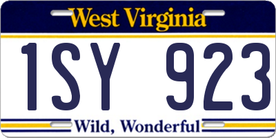 WV license plate 1SY923