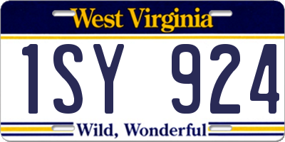 WV license plate 1SY924