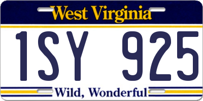 WV license plate 1SY925