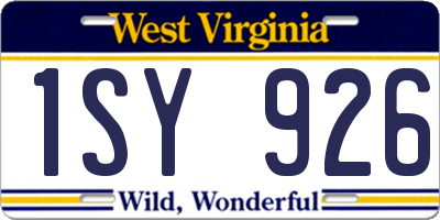 WV license plate 1SY926