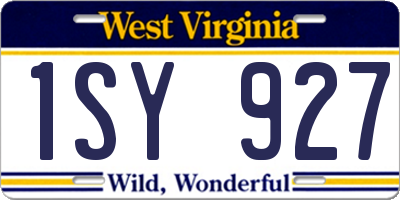 WV license plate 1SY927