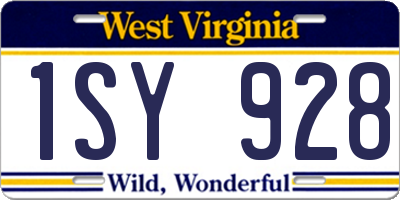 WV license plate 1SY928