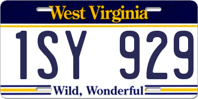WV license plate 1SY929