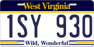 WV license plate 1SY930