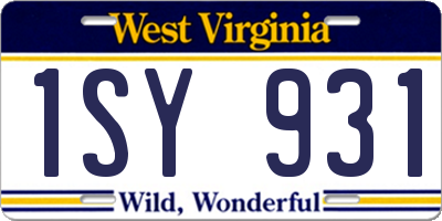 WV license plate 1SY931
