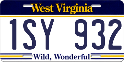 WV license plate 1SY932