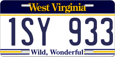 WV license plate 1SY933