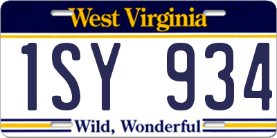 WV license plate 1SY934
