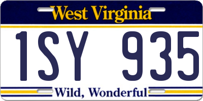 WV license plate 1SY935