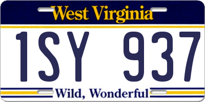 WV license plate 1SY937