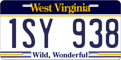 WV license plate 1SY938