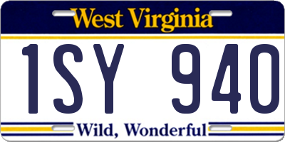 WV license plate 1SY940