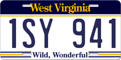 WV license plate 1SY941