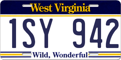 WV license plate 1SY942
