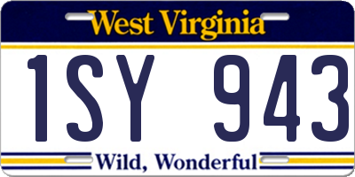 WV license plate 1SY943