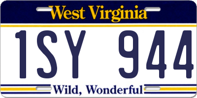 WV license plate 1SY944